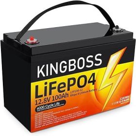 12V 100Ah LiFePO4 Battery, Lithium Battery Built-in 100A BMS 1280Wh, Deep Cycle Battery Up to 12000 Cycle Times, Iron Phosphate Battery for RV, Solar,