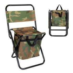 Foldable Fishing Chair With Backrest Built-In Cooler Bag Portable Handle Outdoor Lightweight Fishing Stool For Camping Hiking Hunting