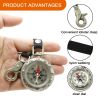 Mini Waterproof Shockproof Compass With Keychain; Emergency Survival Equipment For Outdoor Hiking Camping Adventure