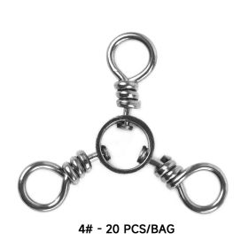 20pcs/bag Fishing 3 Way Swivel Fishing Tackle For Catfish Rig Trolling Line Stainless Steel Black Nickel Tri Swivels Saltwater Freshwater (size: 4#-20pcs)